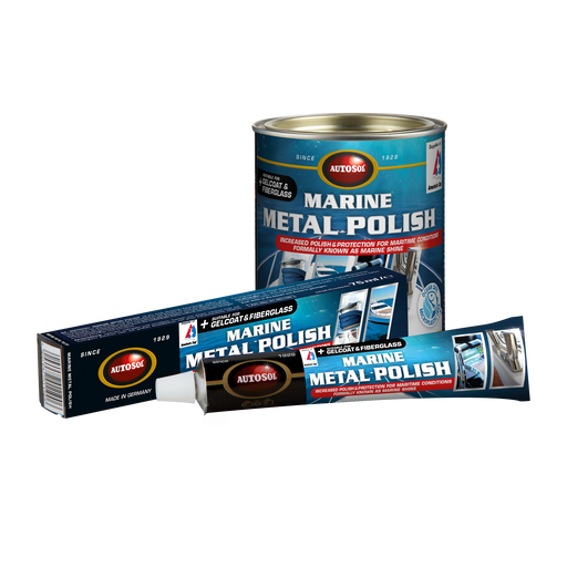 AUTOSOL® MARINE METAL POLISH – Stark abrasives Reinigungs-, Polier- und Schleifmittel für verwitterte Bootsoberflächen.