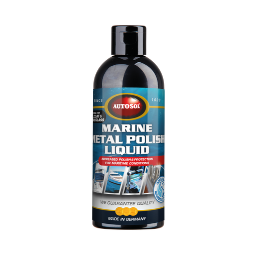 AUTOSOL® MARINE METAL POLISH LIQUID – Pflegt, poliert und konserviert Metalle aller Art. Hinterlässt strahlenden Glanz und schützt langanhaltend. Besonders für große Flächen geeignet. Einfach aufzutragen und leicht auszupolieren.